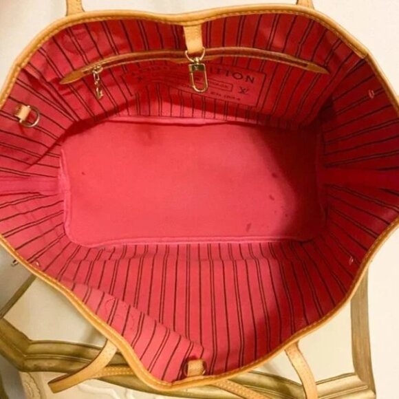 Louis Vuitton Neverfull MM Bag Bay Brown Pink Rose Ballerine Chain Tote Purse - Picture 10 of 12